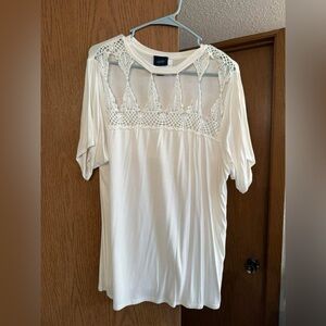 Daytrip White Lace Accent Blouse